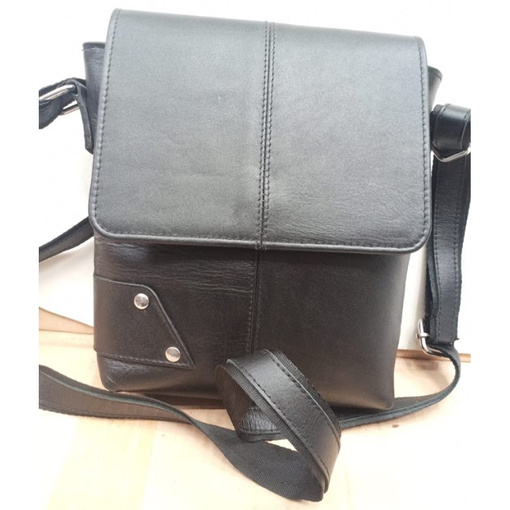 Leather Side Bag - Black - BL-11