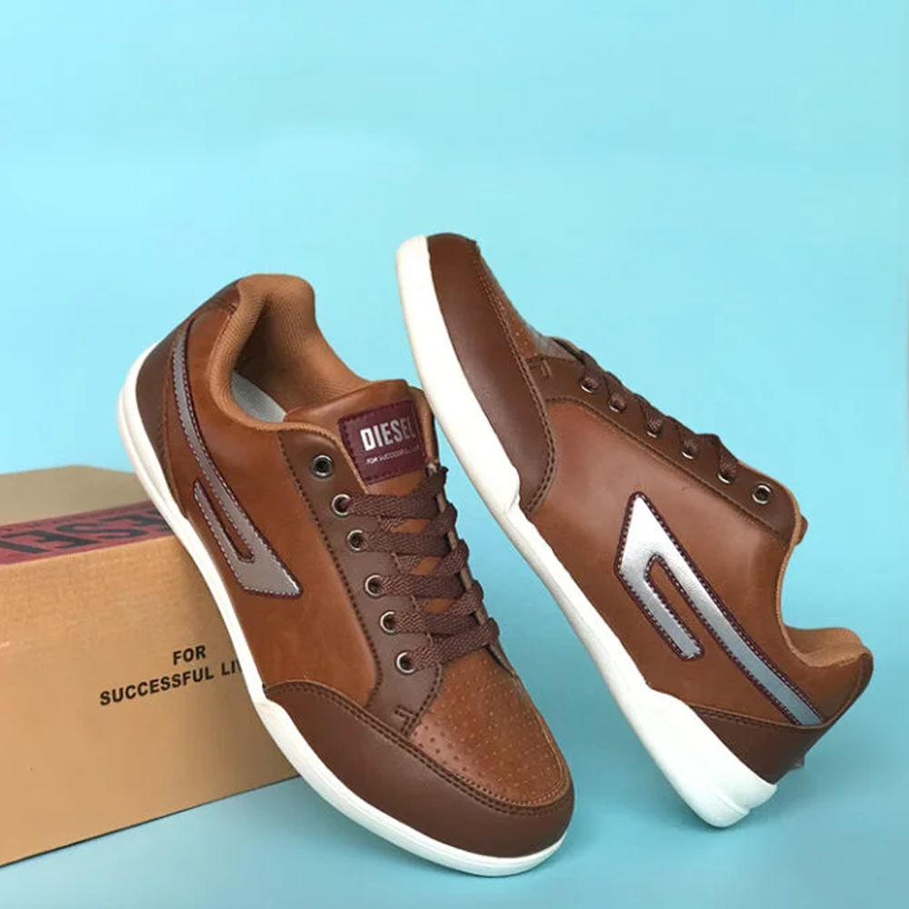 PU Leather Sneakers For Men - Brown