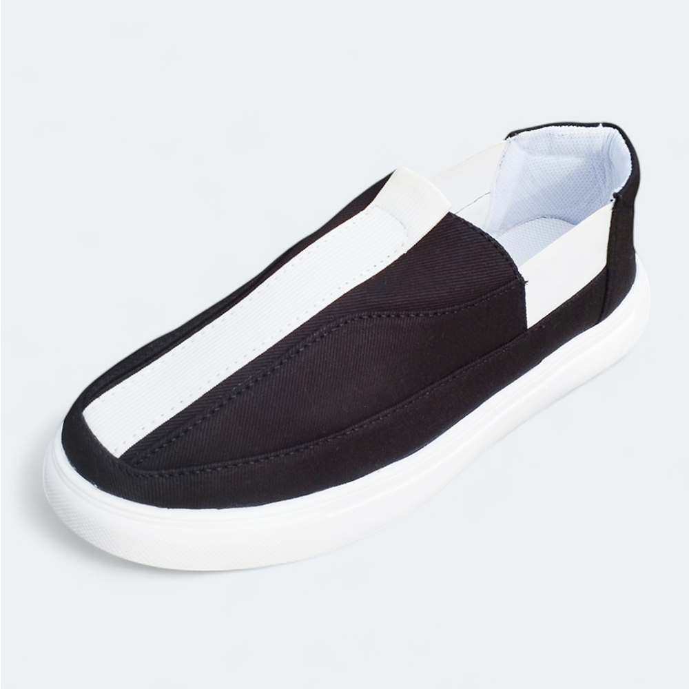 Cord Fabric Sneakers For Men - Black and White - BL