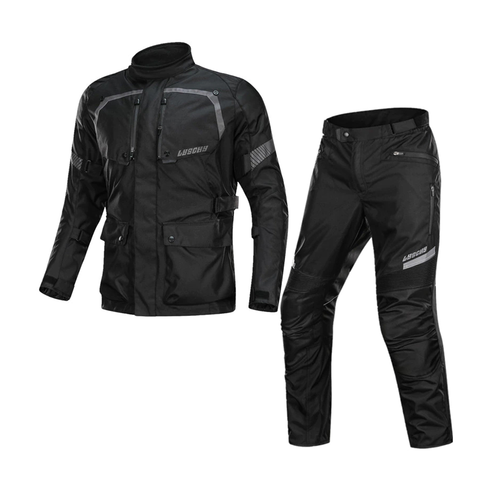 LYSCHY Motorcycle Jacket & Pants Suit With Detachable CE Protectors and Thermal Lining