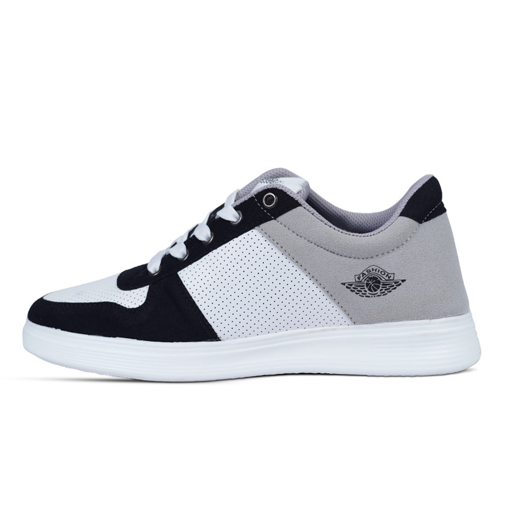 Artificial Leather Sneakers For Men - Black and White - SKM01