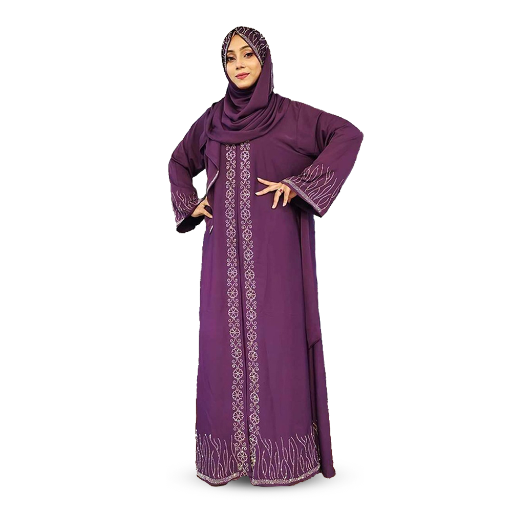 Dubai Cherry Adjust Koti Burka With Hijab - Brown - BK-K44