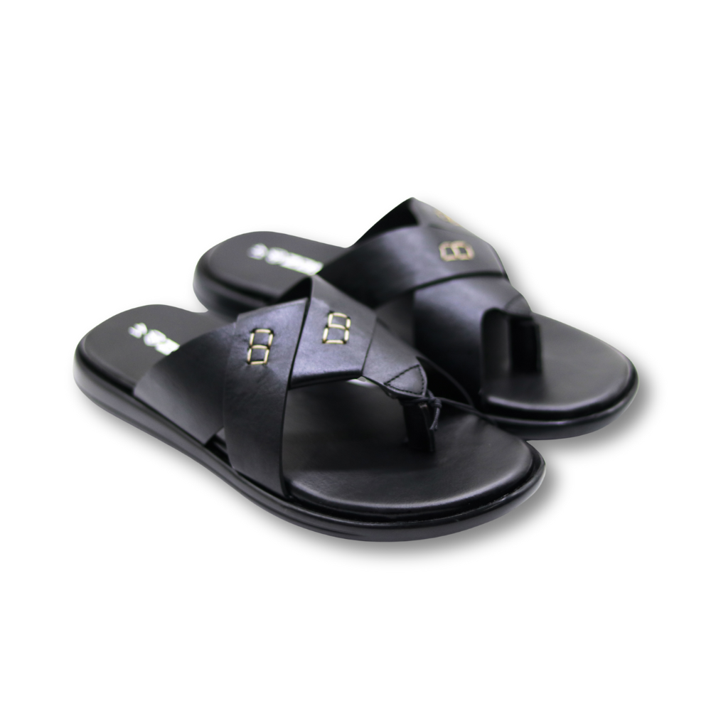 Zays Premium Leather Sandal For Men - Black -  ZA14 