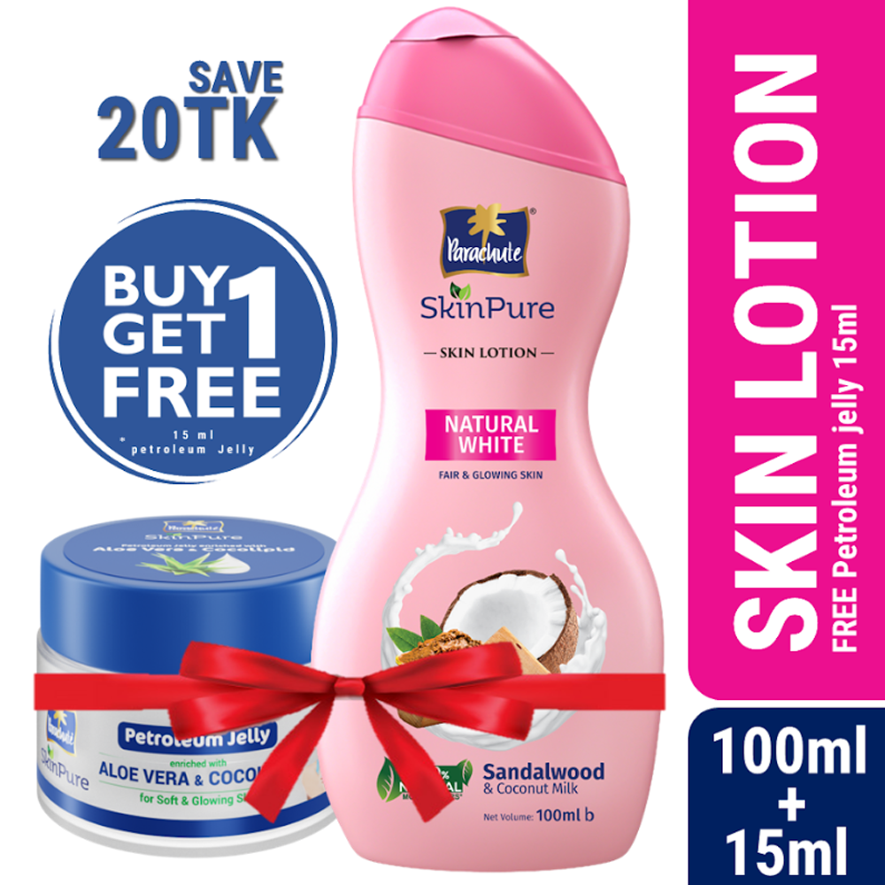 Parachute SkinPure Skin Lotion Natural White - 100ml With Petroleum Jelly - 15ml Free - EMB127