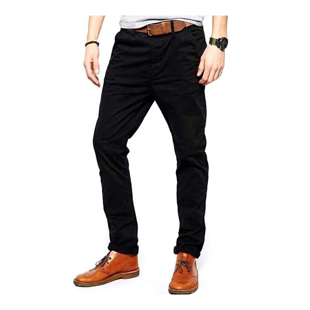 Cotton Chinos Gabardine Pant For Men - Deep Black - NZ-3109