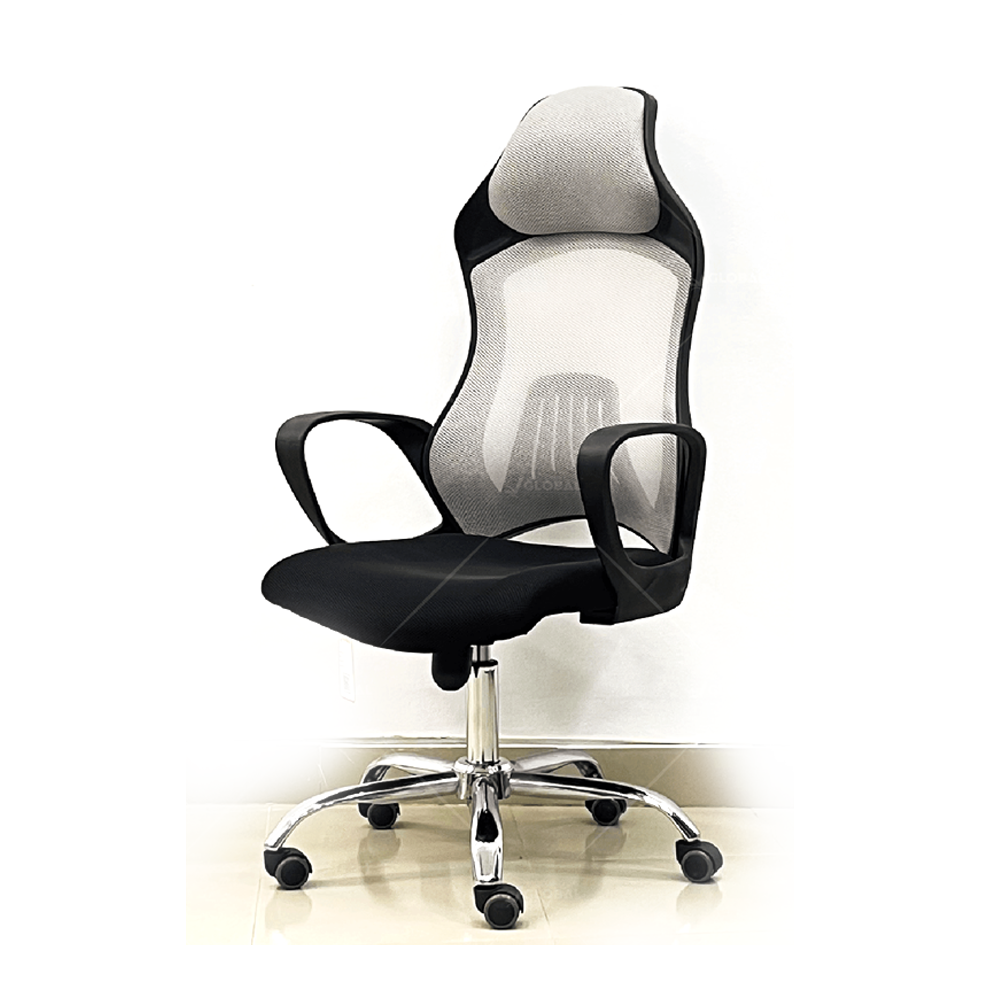 Fabric and Plastic Comfort Executive Chair - Black and White