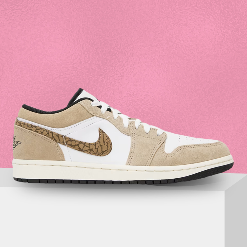 Air Jordan 1 Low SE Leather Sneakers for Men - Coffee and White