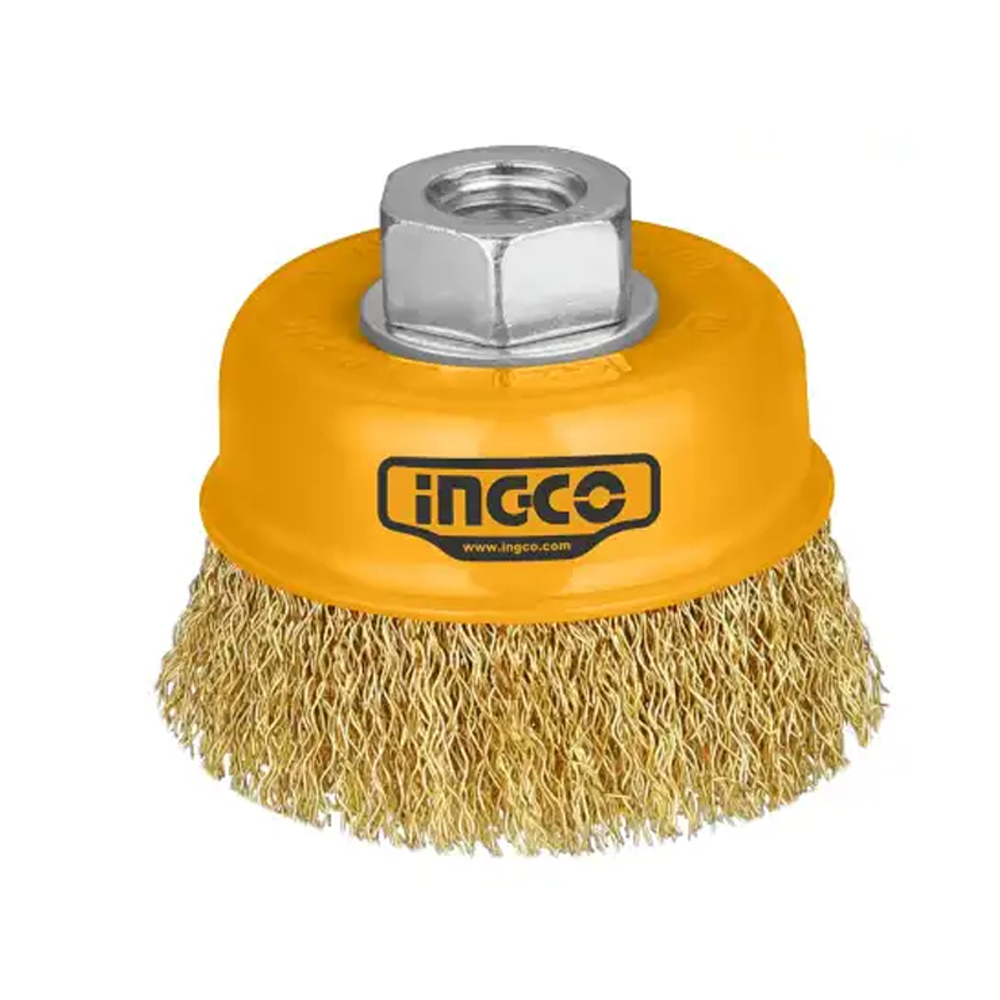 Ingco WB10752 Wire Cup Brush Cleaning - 3 Inch - Yellow