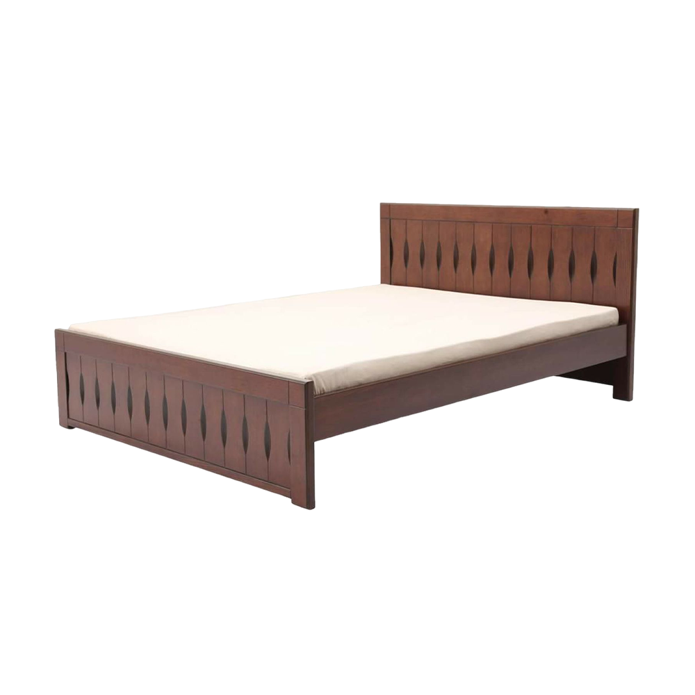 Furniture Heaven MDF Wood Italian Lacour Polish Bed - 5*7 Ft - Dark Brown - FHB02