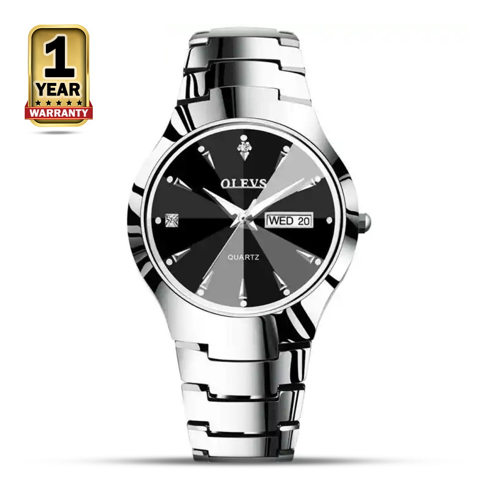 Olevs 8697 Stainless Steel Analog Watch For Men - Black and Silver