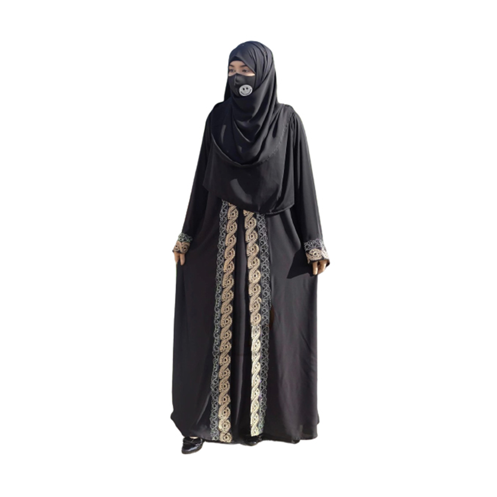 Dubai Cherry Abaya Koti Burka with Hijab For Women - Black - Bk-P5