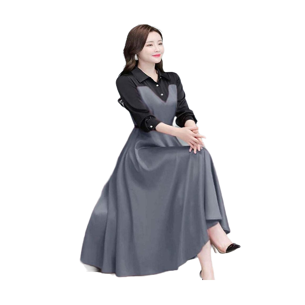 Linen Styles Elegant Long Sleeve Shirt For Women - Gray - G-S05