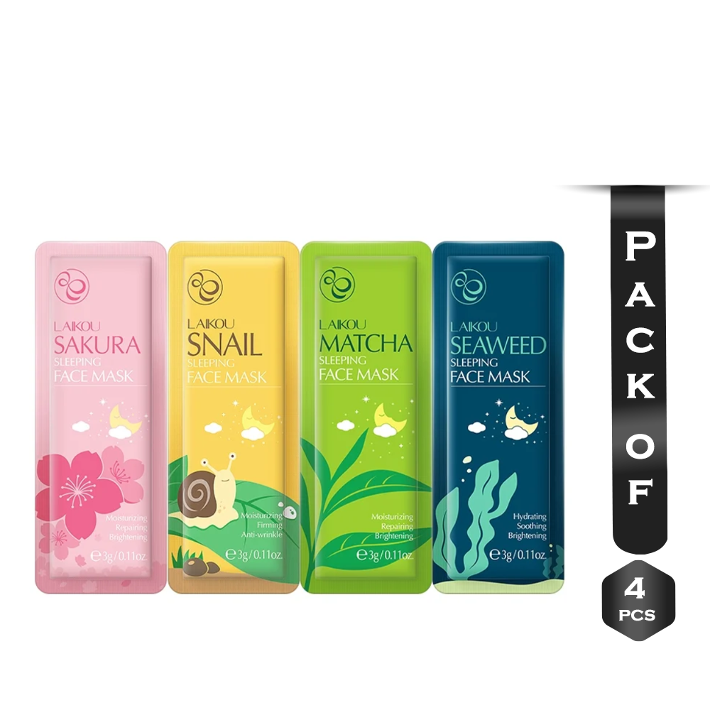 LAIKOU Sakura Matcha Seaweed Snail Sleeping Mask - 4pcs - LB159