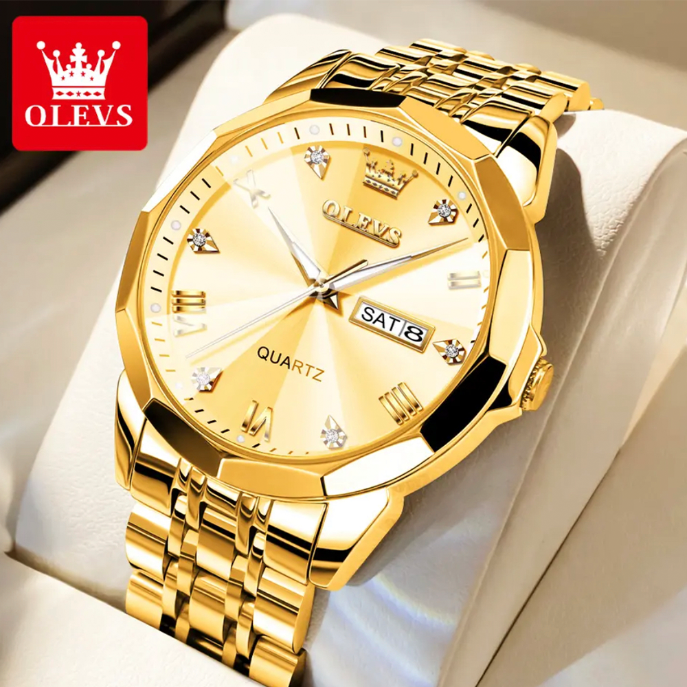 OLEVS 9931 Stainless Steel Analog Watch For Men - Golden