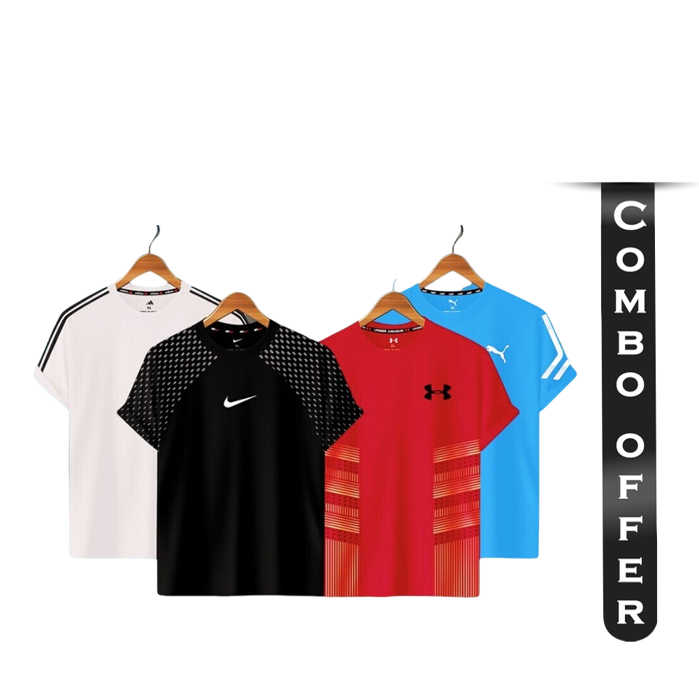 Combo of 4 Pcs Half Sleeve T-Shirt for Men - Multicolor