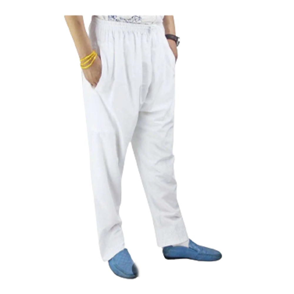Cotton Loose Fit Stitch Pajama For Men - White - PJ-05
