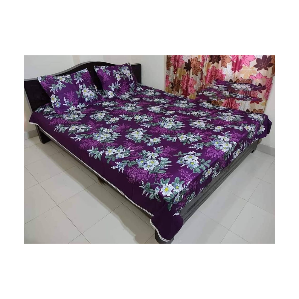 King Size Cotton Twill Bedsheet - BT-143 - Multicolor