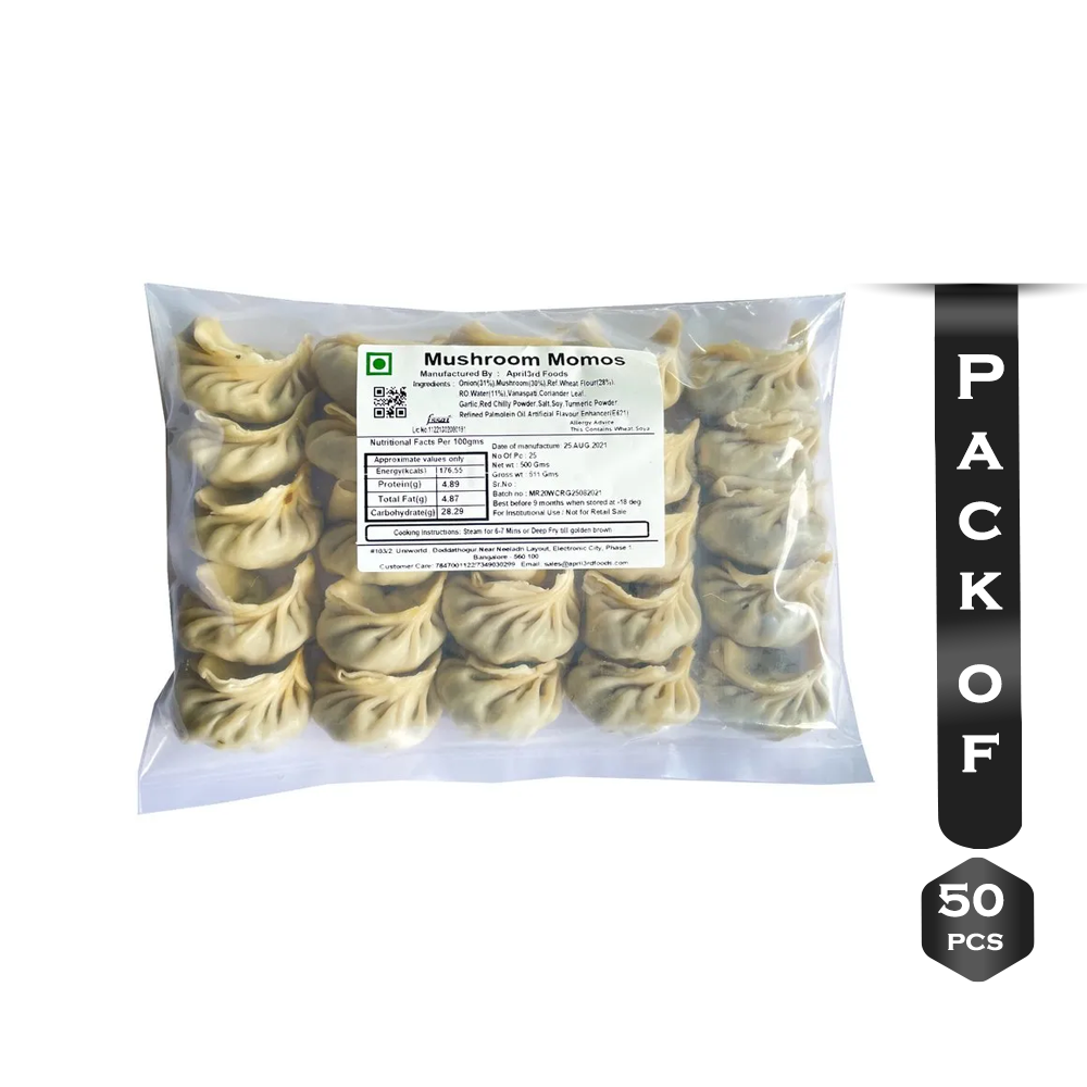 Frozen Mushroom Momos - 5 Packet (50 pcs)