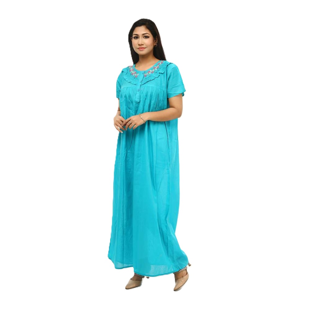 Cotton Half Sleeve Maxi For Women - Sky Blue
