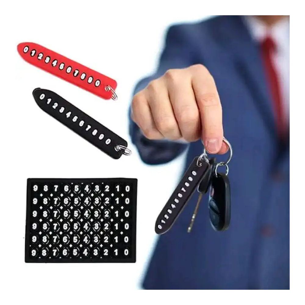 Phone Number Card Keyring Black