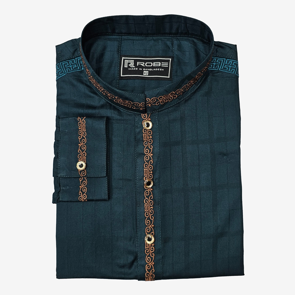 Indian Cotton Embroidery Panjabi For Men - Multicolor - 7612