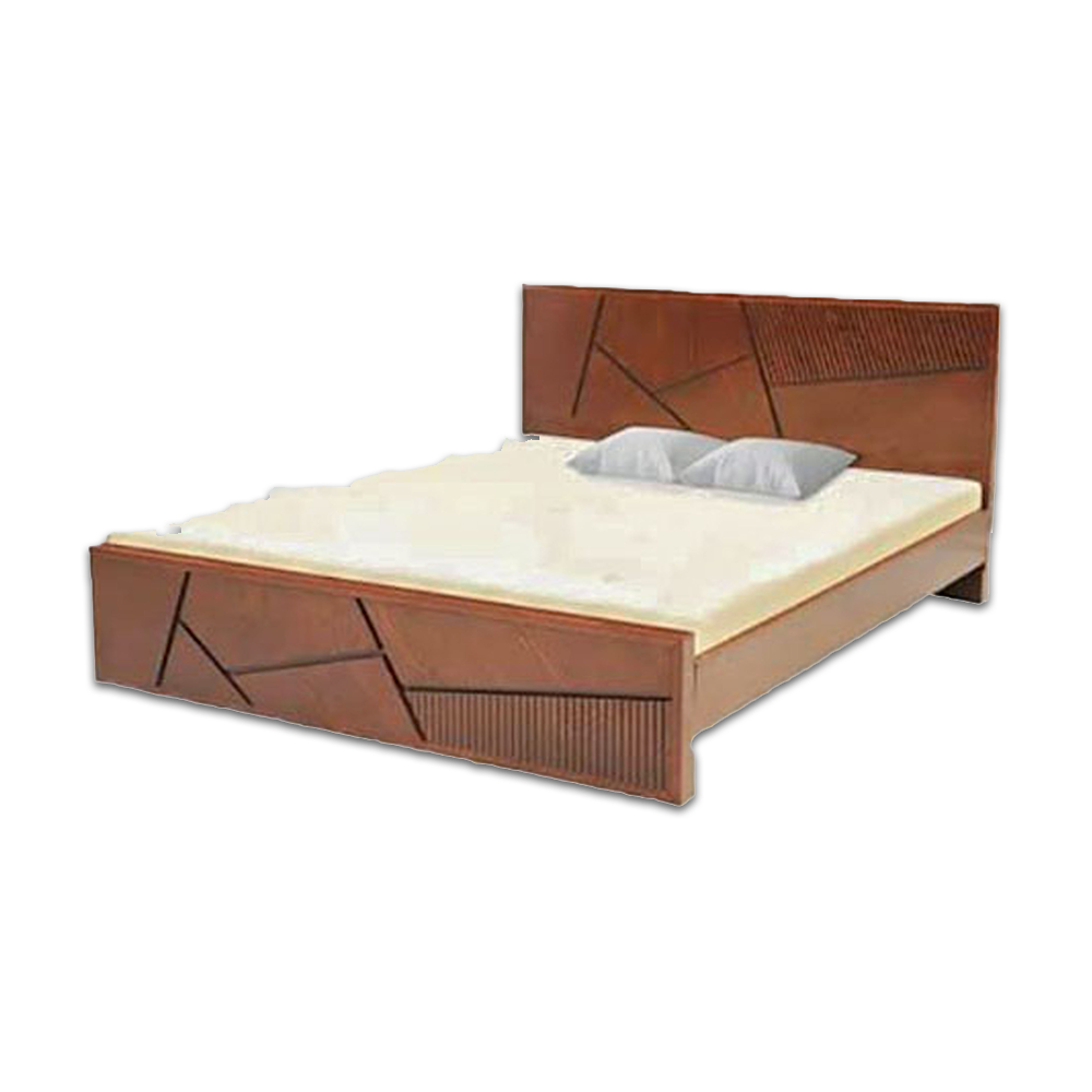 OAK Veneer Queen Semi Box Bed - Wooden - AB944