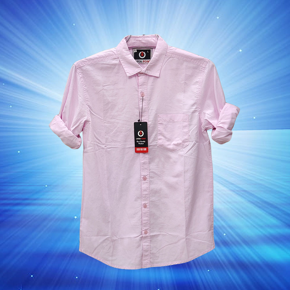 Cotton Solid Shirt for Man - Pink - EF009