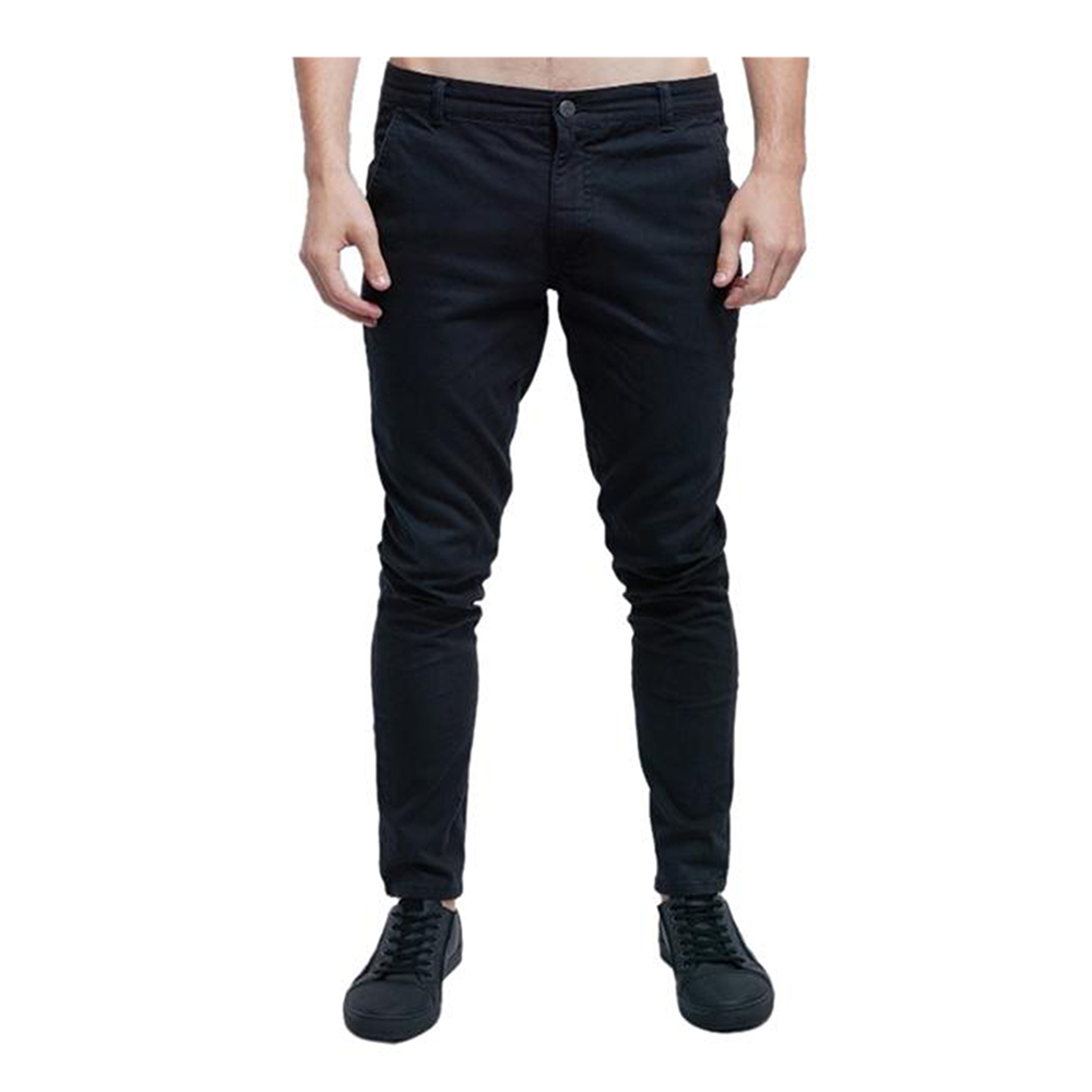 Cotton Chinos Gabardine Pant For Men - Deep Black - NZ-3141