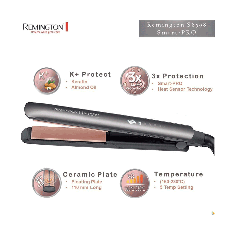 Remington Keratin Protect Intelligent Ceramic Hair Straighteners - Silver