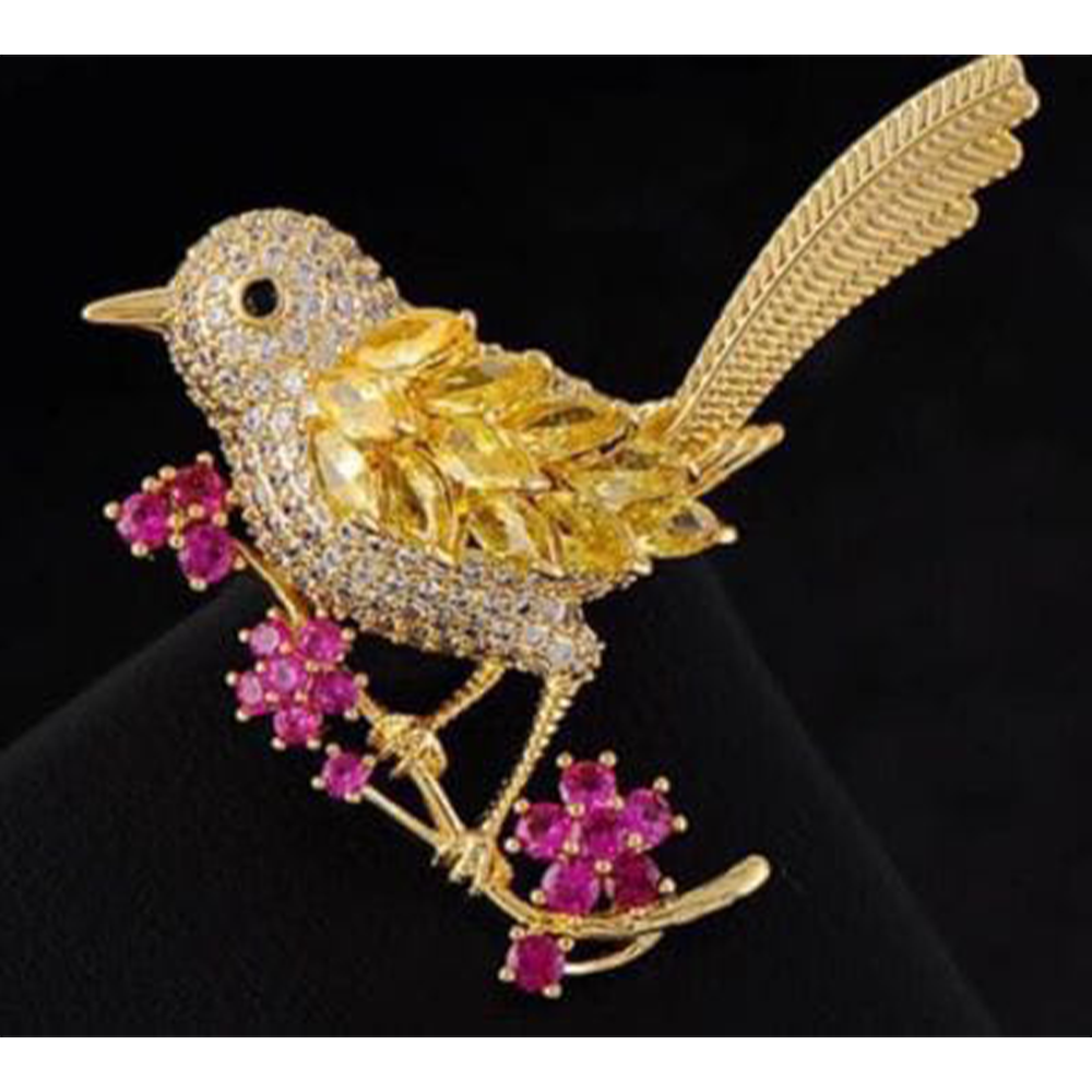 Metal Bird Brooch Hijab Safety Pin For Girls And Women - Golden