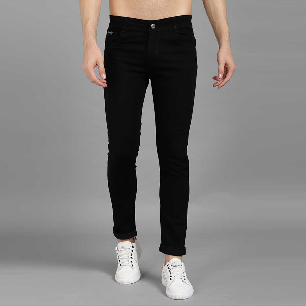 Cotton Semi Stretch Denim Jeans Pant For Men - Deep Black - NZ-13022