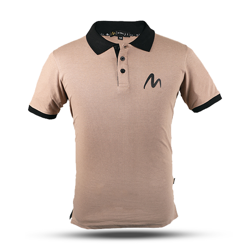 Cotton Pique Polo Short Sleeve T-Shirt For Men - Biscuit - EMJ#POLOBCT