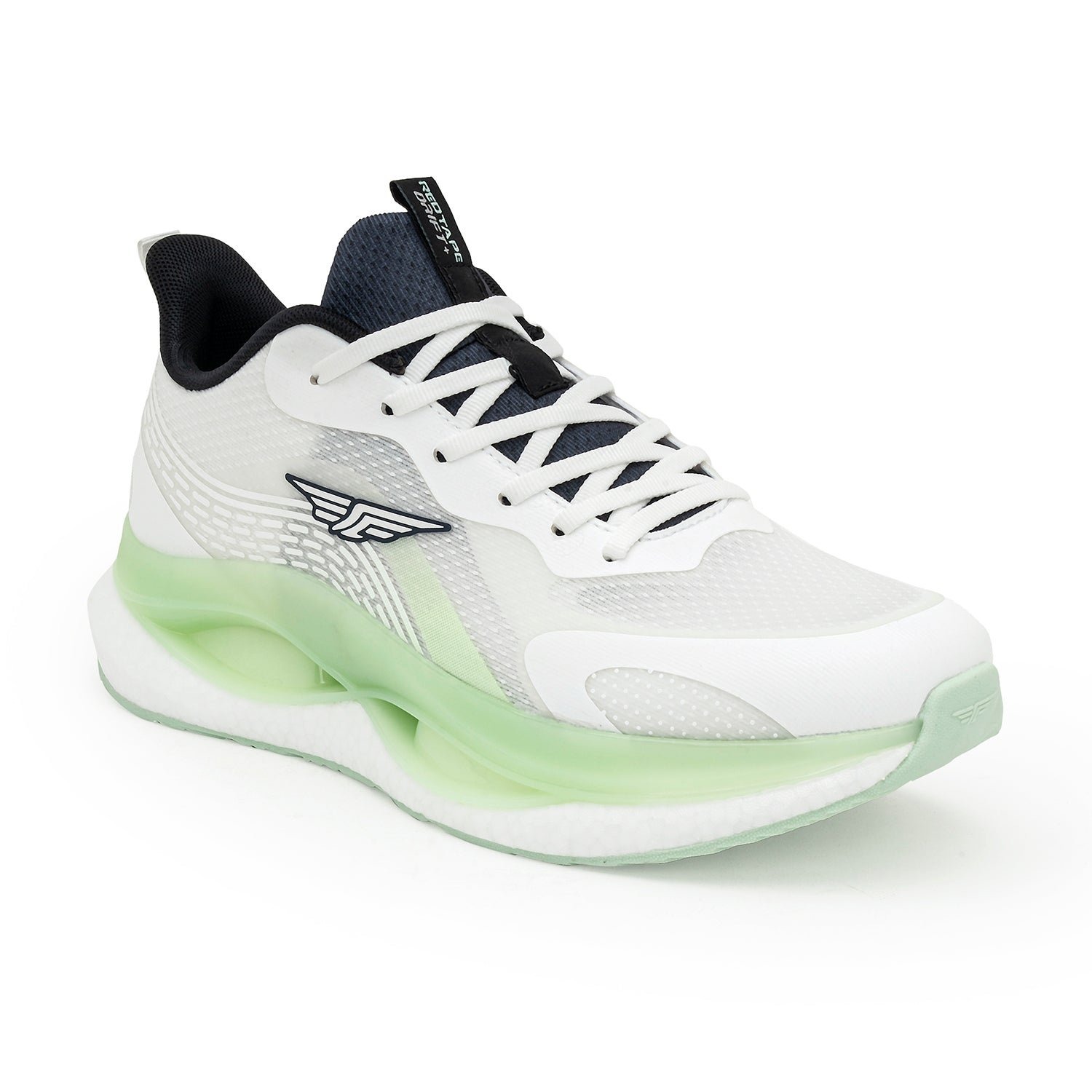 Red Tape Mesh Athleisure Sport Shoes for Men- White & Neon