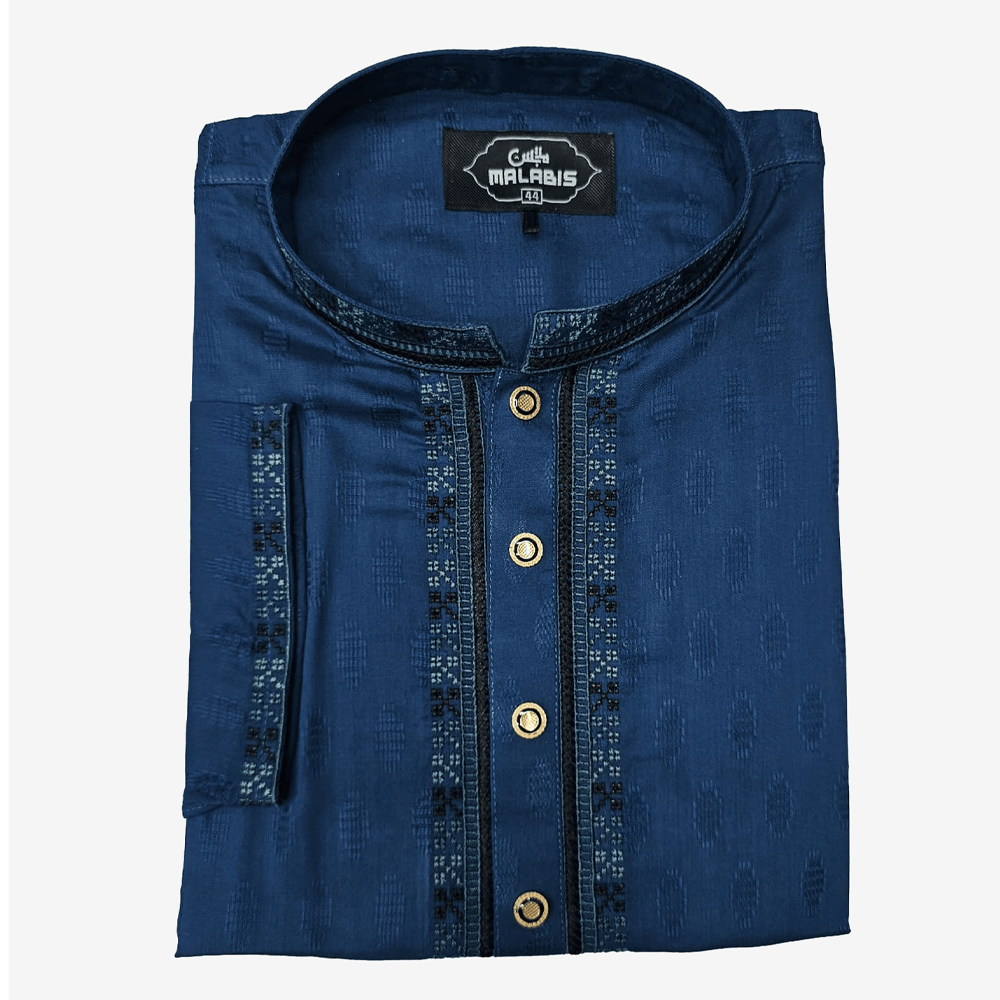 Cotton Embroidery Panjabi For Men - Blue - 7664
