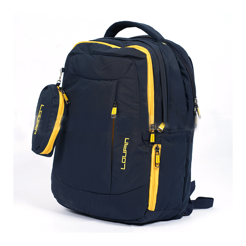 Dobby Nylon And Polyester Large Capacity Bag For Unisex - Navy Blue And Yellow - MS BAG 54