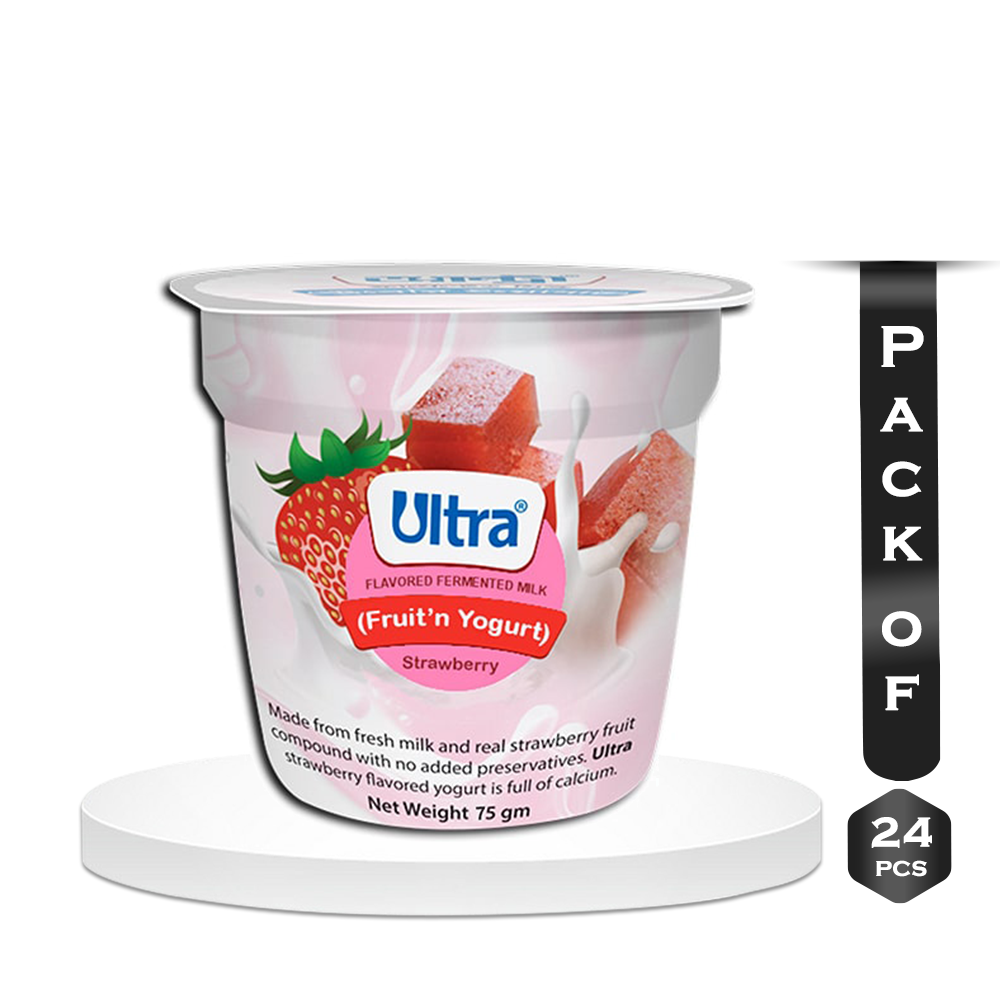 Pack of 24 Pcs Ultra Fruitn Strawberry Yogurt - 75 gram