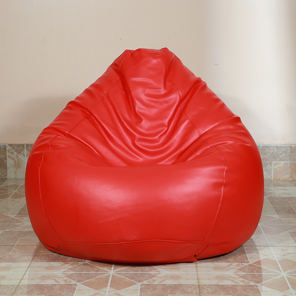 Leather Bean Bag XXXL With Extended Back Support - Red - APL3RD