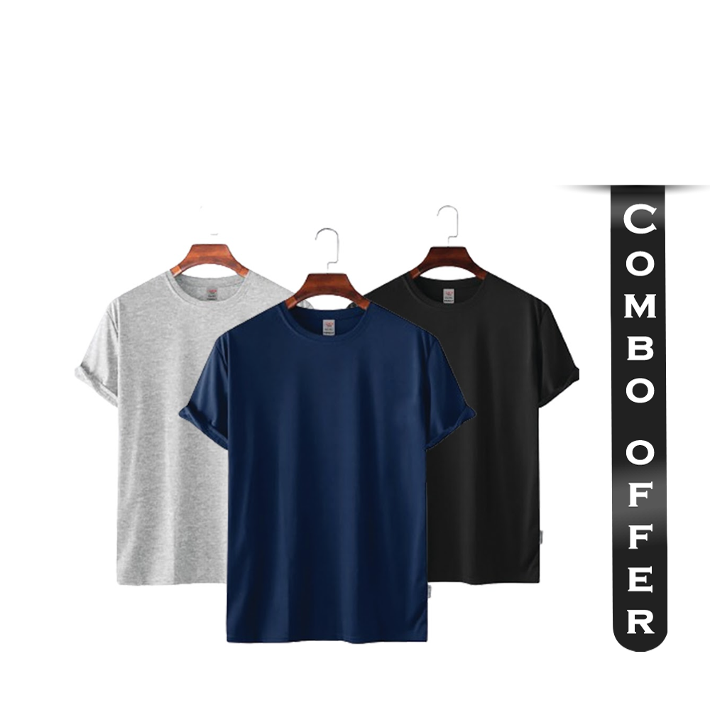 Combo Offer Of 3 Pcs Cotton Half Sleeve T-shirt for Men