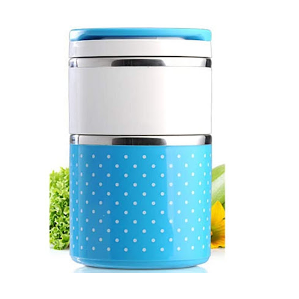 Stainless Steel Double Layer Insulated Thermal Lunch Box - Blue