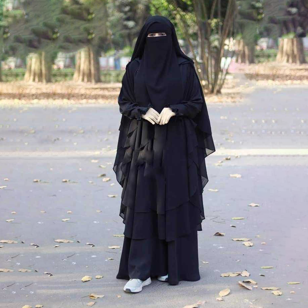 Cherry Mohuya Burka with Ready Hijab and Nikab - Black