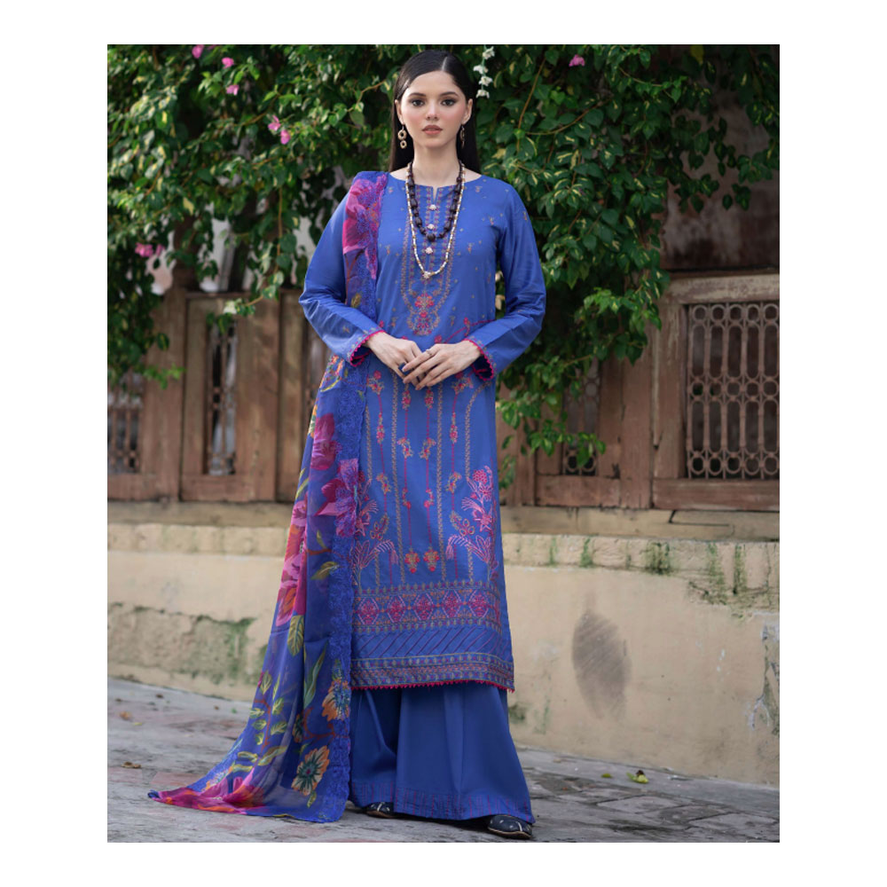 Embroidered Salwar Kameez  for Women - Blue - HP-3PP-303 (1 Pc Ring Free)