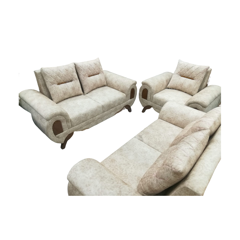Shegun Wood 5-Seater Godi Sofa With 5pcs Pillow - Off White