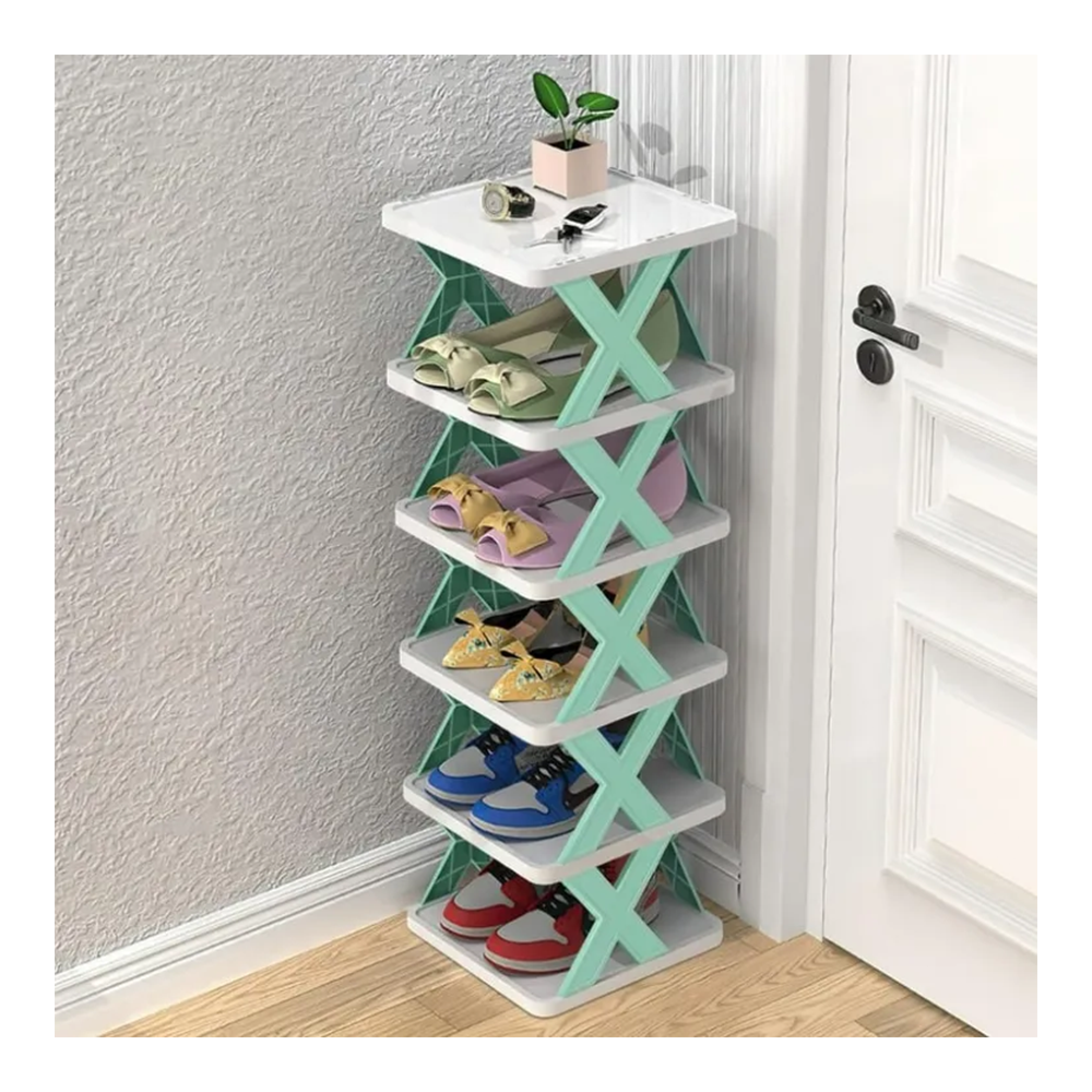 ABS 5 Layers Foldable Shoe Cabinet - Teal