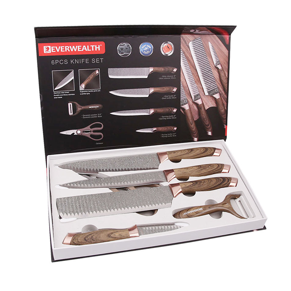 Everrich Non Stick Stone Coating Kitchen Knives Set 6 Pcs