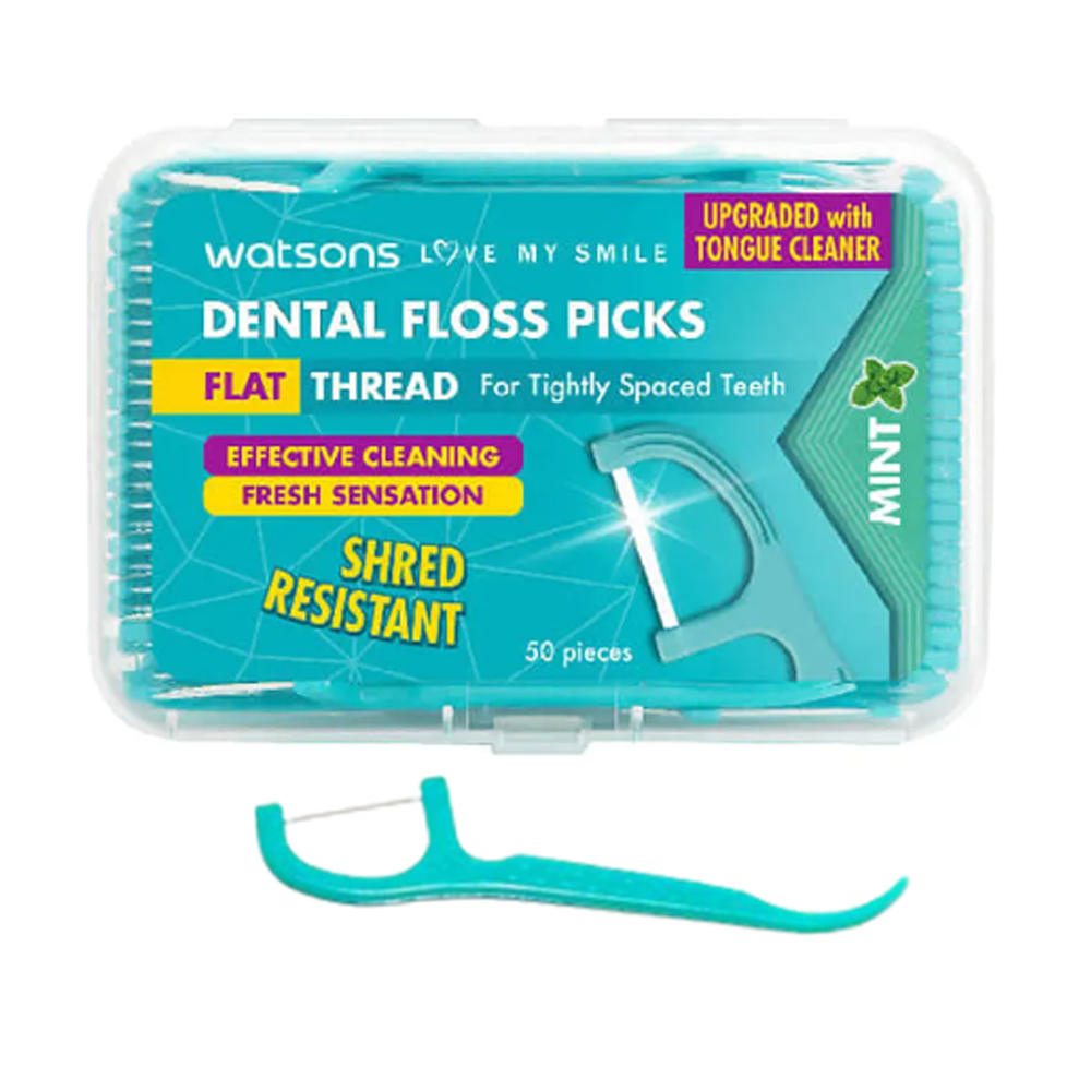Watsons Thread Dental Floss Picks Mint - 50pcs