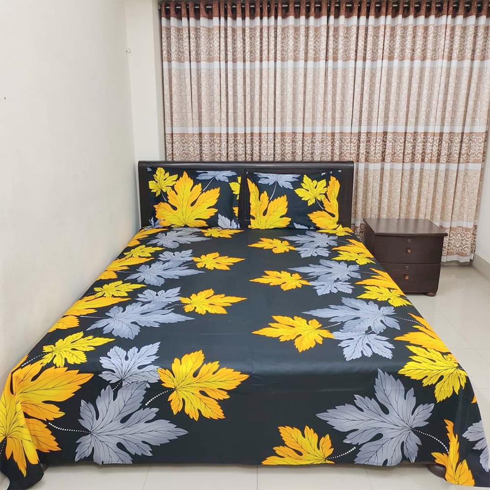 Twill Cotton King Size Double Bed Sheet  - Multicolor - BT 04