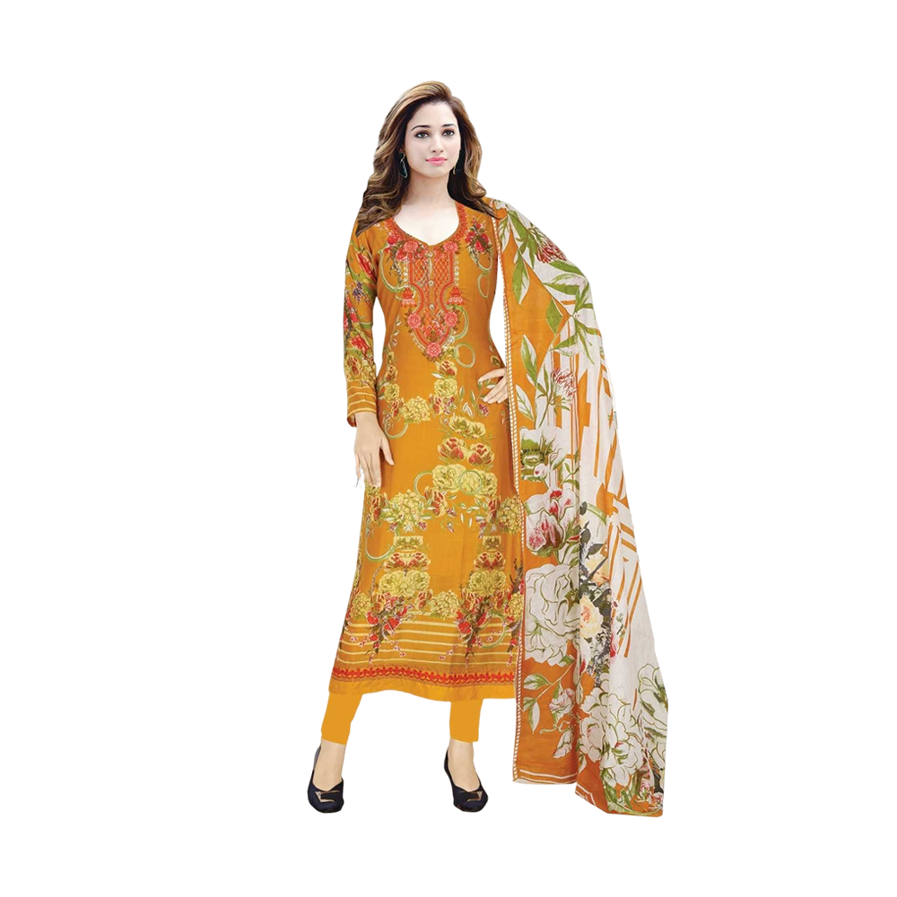 SUPERTRENDY 2707-03 Unstitched Embroidery Salwar Kameez - Yellow