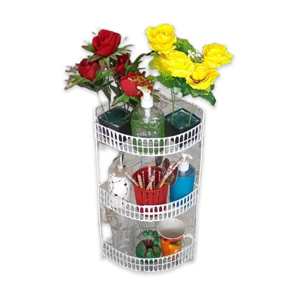 3 Layer Corner And Wall Hanging Kitchen Rack White