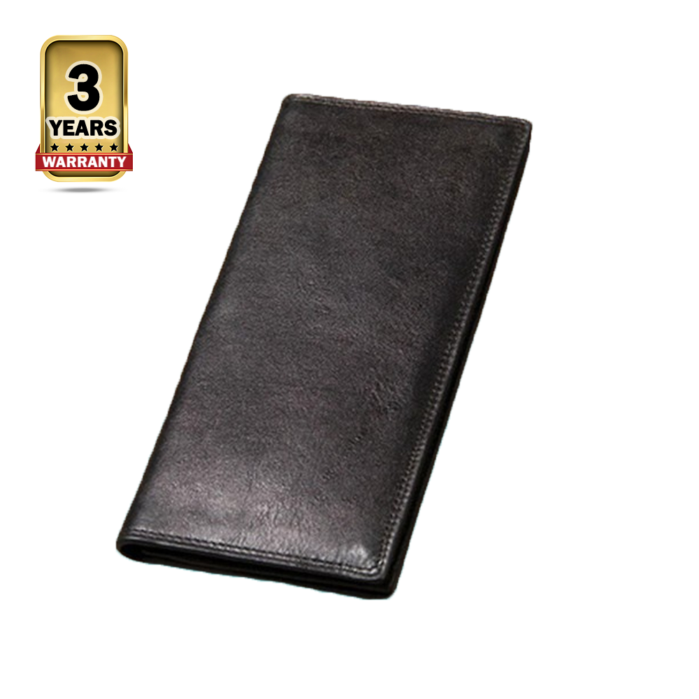 Leather Long Wallet For Men - Black