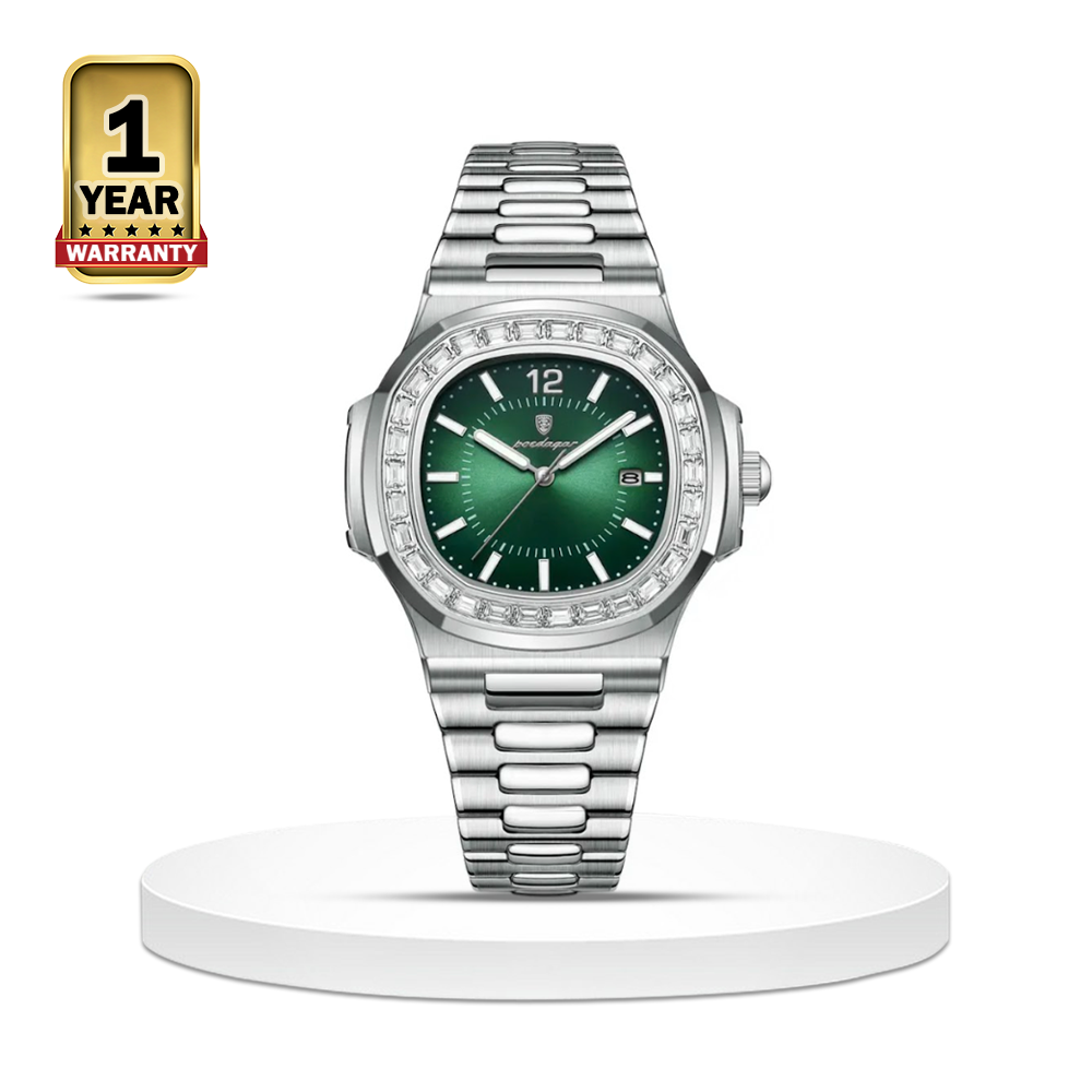 Silver green online watch